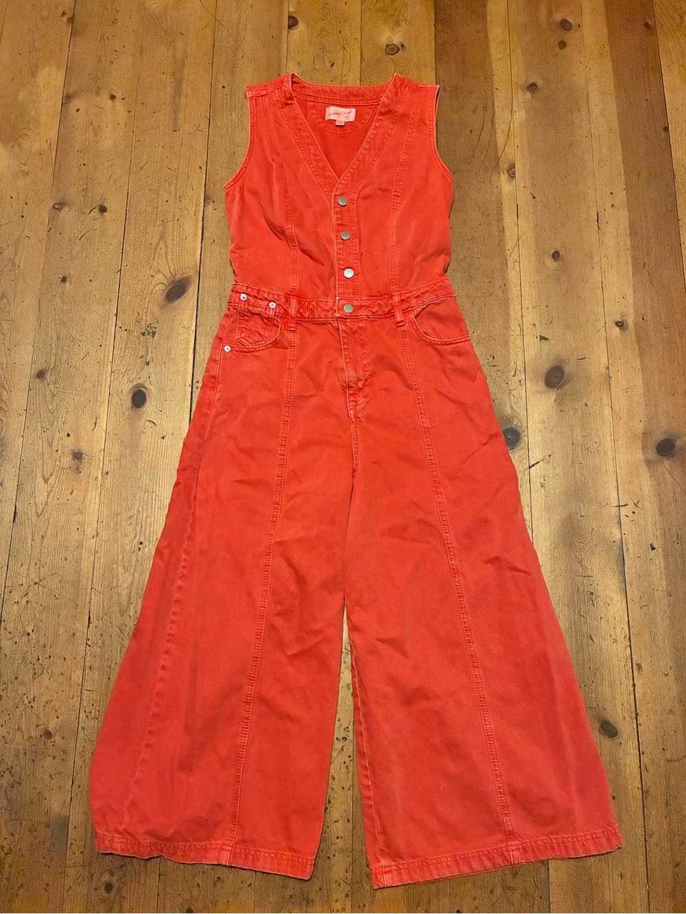 Women's Cropped Sleeveless Denim Jumpsuit - Universal Thread Red size 4
